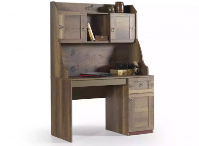 Pirate Wooden Desk Set with Bookshelf, Brown, Children's Room
